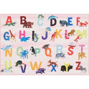 Eric Carle Alphabet Area Kids' Rug (6'6"x9'5") Pink - Home Dynamix: Skid-Resistant, Water-Resistant, OEKO-TEX Certified - 1 of 4