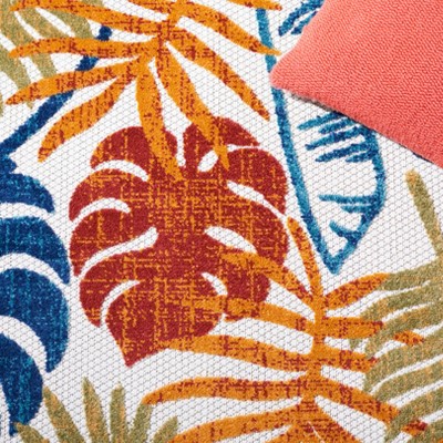 Cabana 6' x 9' Cream and Red Floral Synthetic Area Rug