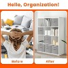 Aoibox 11 Inch Heavy Duty Fabric Storage Cubes Collapsible Foldable Bins with Handles for Shelves Closet Grey 8 Pack - 4 of 4