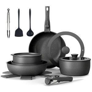 SKONYON 18-Piece Detachable-Handle Cookware Set Nonstick Pots and Pans Set, Stackable & Oven-Safe - 1 of 4