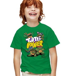 Teenage Mutant Ninja Turtles: Mutant Mayhem Turtle Power Cute Kids T Shirt For Youth, Kelly Green - 1 of 4
