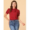 INSPIRE CHIC Women's Retro Dots Print Bow Tie Peter Pan Collar Chiffon Blouse - 3 of 4