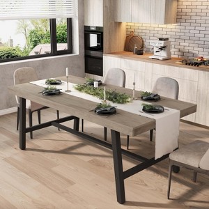 Industrial Dining Table for 6-8 People, 70.87" Long Wooden Kitchen Table with Sturdy Metal Frame for Dining room, Kitchen - 1 of 4