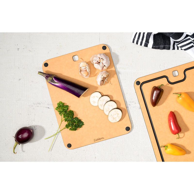Cuisipro Fibre Wood Cutting Board with Silicone Feet, 12 x 9 Inch, Natural/Slate, 5 of 6