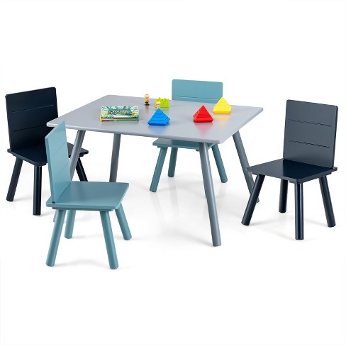Costway 2-Piece Kids Table and Chair Set Wood Top Activity Drawing