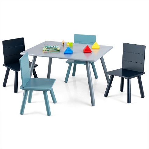 Costway Kids Table & 2 Chairs Set Toddler Activity Play Dining Study Desk  Baby Gift Blue