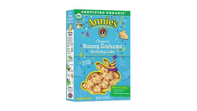 Annie&#39;s Organic Birthday Cake Bunny Grahams Baked Snacks - 7.5oz, 2 of 16, play video