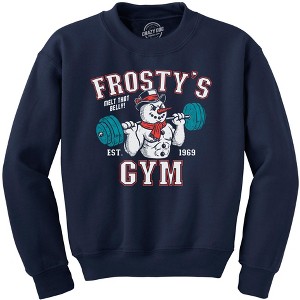 Frostys Gym Crewneck Sweatshirt Funny Sarcastic Graphic Novelty Longsleeve Sweater - Crazy Dog Crew Neck Sweatshirt Gift For Christmas - 1 of 4