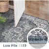Extra Large 10x13 Blue Rug, Washable Non-Slip Low Pile Vintage Carpet for Living Room, Bedroom, Dining Room, Distressed Floral Thin Floor Cover - 4 of 4