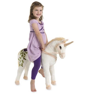 Magic Cabin - Sit-On Plush White Unicorn for Kids Pretend & Imaginative Play