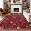 Christmas Rug Washable Rug for Living Room, Santa Reindeer Printed Carpet - 2 of 4