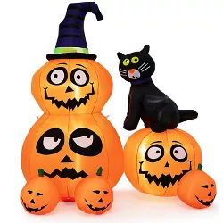 Halloween Blow Up Yard Decorations with Built-in LED Lights for Indoor Outdoor Party Garden Lawn Holiday Decor Hourleey 5 FT Halloween Inflatables Outdoor Cat Sit on Pumpkins with Changing Color 