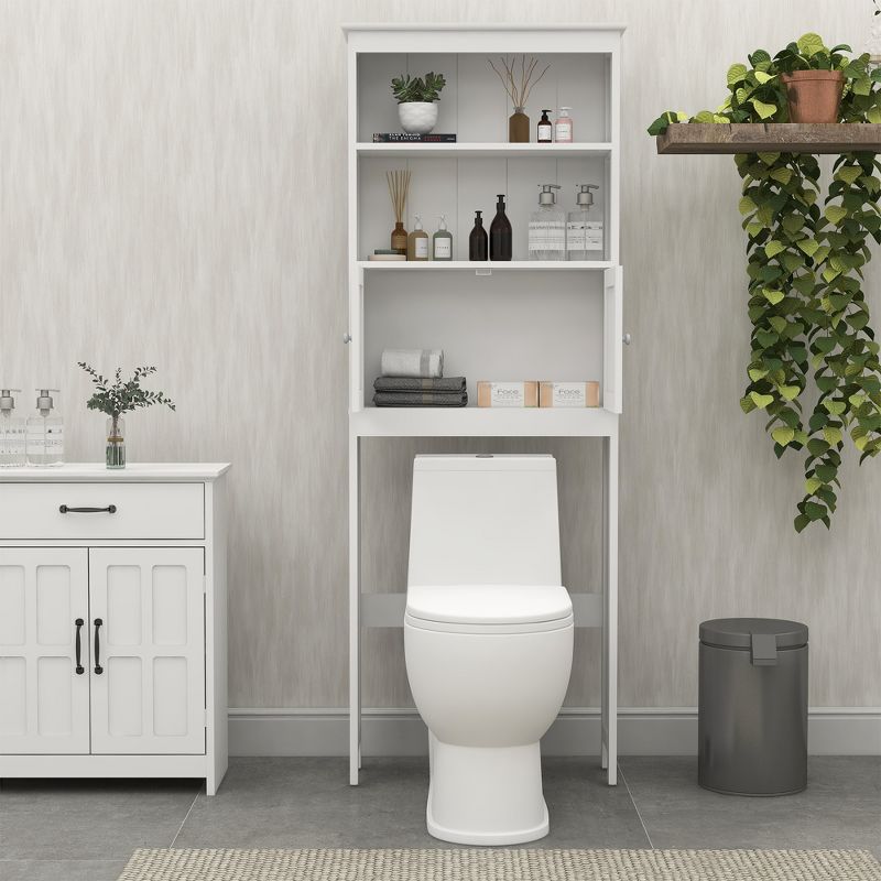 Bathroom Freestanding Storage Cabinet with Shelves Over Toilet, White - ModernLuxe, 2 of 9