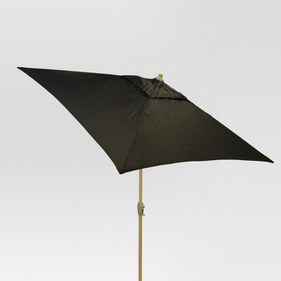 6.5' Square Umbrella - Black - Light Wood Finish - Threshold™