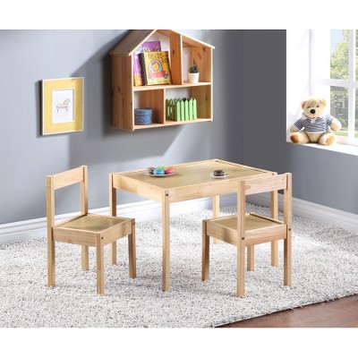 Acoinel 3-Piece Solid Wood Kids Table & Two Chair Set for Playroom