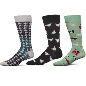 MeMoi 3 Pair Men's Vacation Themed Novelty Crew Socks - 1 of 4