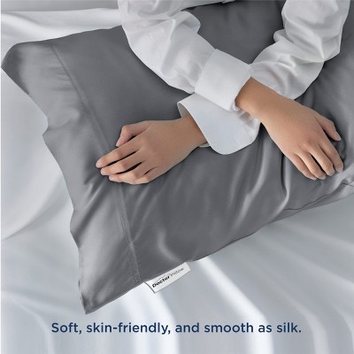 Silver Gray Rayon from Bamboo Cooling Queen Pillowcase Set