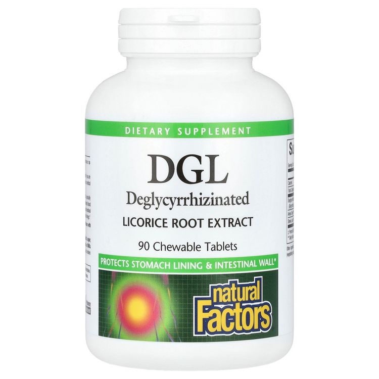 Natural Factors DGL, Deglycyrrhizinated Licorice Root Extract, 90 Chewable Tablets, 1 of 3
