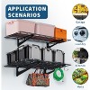 Acekool Garage Wall Shelving with Hooks, 3.87' x 2' Wall-Mounted Storage Shelves, Holds Up to 200 lbs Each, 2 Pack, Black - 3 of 4