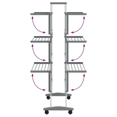 Aluminum 3-Tier Foldable Laundry Drying Rack with Wheels
