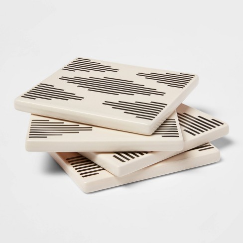 4pk Stoneware Modern Diamond Coasters - Threshold™ : Target