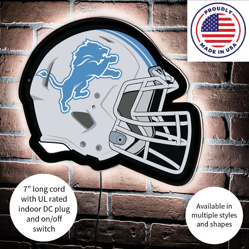 Evergreen Ultra-Thin Edgelight LED Wall Decor, Helmet, Detroit Lions- 19.5 x 15 Inches Made In USA, 5 of 7