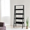 INFURNIC Decorative Bookshelf Wood Frame Bookshelf 5 Tier Ladder Shelf Modern Storage Organizer for Living Room, Black, 13"*24"*55" - 2 of 4