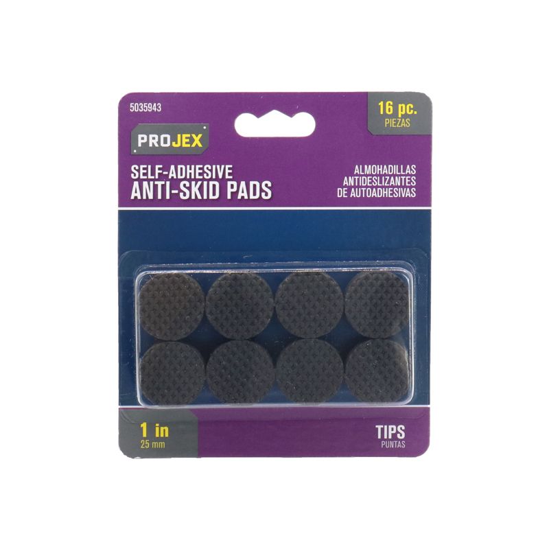 Projex Rubber Self Adhesive Non-Skid Pad Black Round 1 in. W 16 pk, 1 of 3