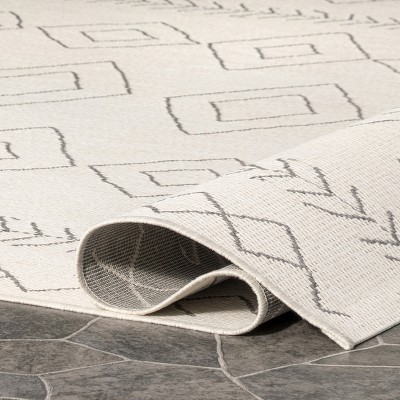 Ezri 10' Square Ivory Synthetic Indoor/Outdoor Moroccan Rug
