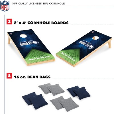 Seattle Seahawks 2'x4' Solid Wood Cornhole Set with Bean Bags