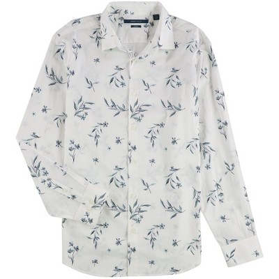Perry Ellis Mens Stretch Floral Button Up Shirt