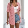 Coolmee Women's Lightweight Summer Crochet Cardigan Short Sleeve V Neck Hollow Out Open Front Knitted Cardigan - 2 of 4