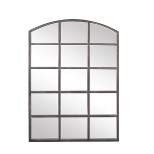 Metal Window Pane Inspired Wall Mirror with Arched Top Dark Gray - Olivia & May