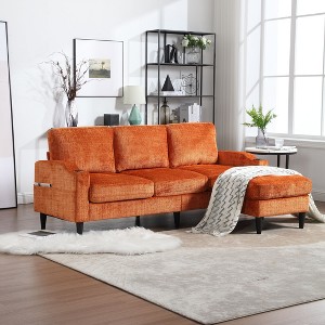 NicBex 3-Seater Chenille Sofa Couch with Removable Storage Ottoman & Cup Holders,Upholstered Sleeper Sofa for Living Room,Bedroom - 1 of 4