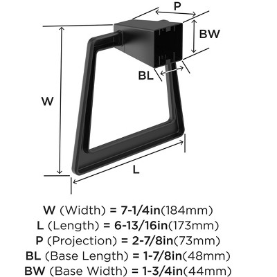 Matte Black Geometric Wall Mounted Towel Ring 6-13/16 inch