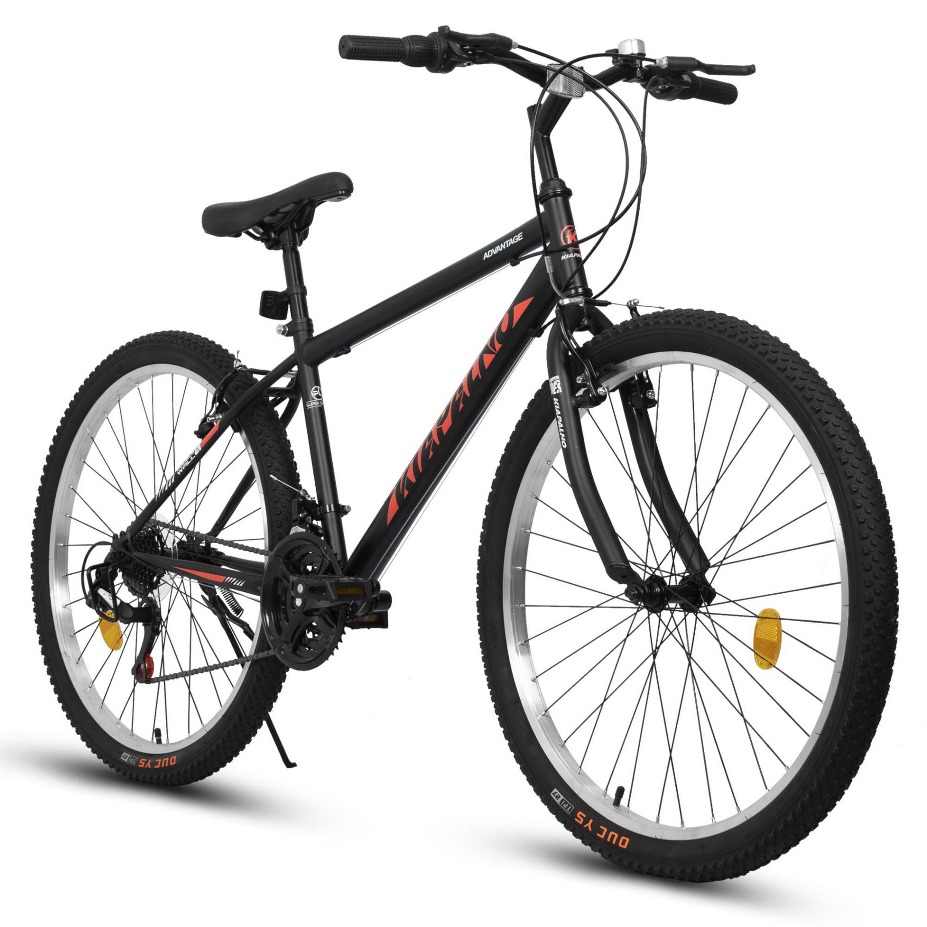 NAYSAYE Bicycle 24 Inch Mountain Bike Frame 21 Speed Dual V Brakes for Adults and Teens for Mountain Riding, Black and Red, 64.57"*24.8"*34.65"