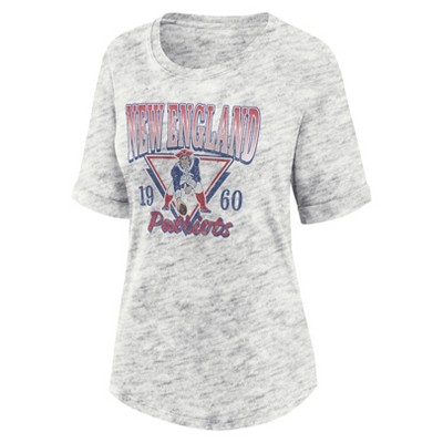 NFL New England Patriots Women's Oatmeal Heather Rolled Sleeve T-Shirt