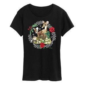 Women's - Disney - Christmas - Family In The Forest Short Sleeve Graphic T-Shirt - 1 of 4
