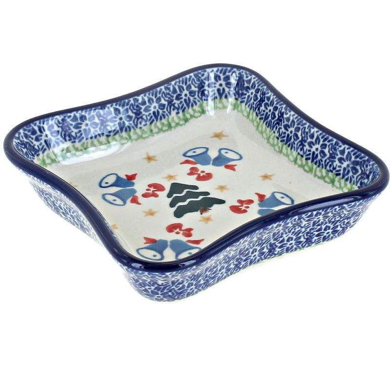 Blue Rose Polish Pottery 630 Ceramika Artystyczna Small Square Dish, 1 of 2