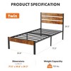 Lyngins Industrial Twin Bed Frame, Metal Platform Bed Frame, Noise-Free Beds with Headboards & Footboard, Storage Bed with 12.8" Under-Bed Space - 2 of 4