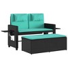 vidaXL Reclining Patio Bench with Cushions Black Poly Rattan - 2 of 4