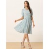 INSPIRE CHIC Women's Vintage Floral Peter Pan Collar High Waist Puff Sleeve A-line Midi Dress - 3 of 4