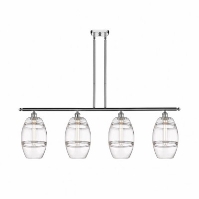 Vaz - 4 Light Stem Hung Island In Industrial Style-10.38 Inches Tall and 48 Inches Wide