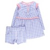 RuffleButts Toddler Girls UPF50+ Active Long Sleeve Zip Flutter Dress & Bike Short Set - Periwinkle Blue Gingham, 2T - 2 of 2