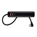 Monoprice Power & Surge - 6 Outlet Surge Protector Power Strip with Low-Profile Plug - 4 Feet Cord - Black | 1000 Joules, 15A / 125V / 1875W