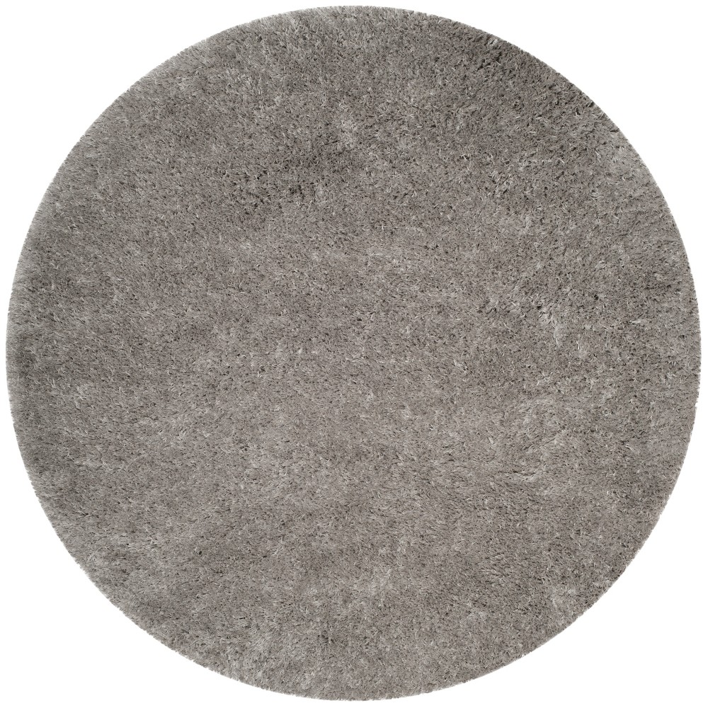 5'1in Round Loomed Solid Area Rug Silver - Safavieh