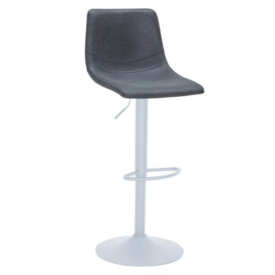 LeisureMod Adjustable Height Bar Stool with Leather Upholstery Iron Base and High-Density Foam Seat Tilbury Collection