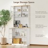 Kitchen Pantry Cabinet, 72" Freestanding Storage Cabinet with Hutch, Large Countertop, Glass Doors and Adjustable Shelves, Microwave Cabinet - 4 of 4