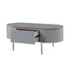 47" Coffee Table with Oval and Round Shape, Chrome Base, Modern Design for Living Room - 3 of 4