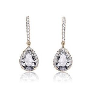 Guili Sterling Silver Cubic Zirconia Teardrop Earrings, Available in Rhodium or Rose Plating, A Timeless and Elegant Sparkle for Any Occasion - 1 of 3